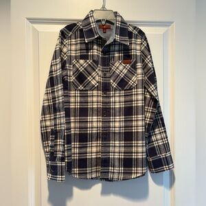 Boys small Seven for all man kind plaid button down shirT NWT